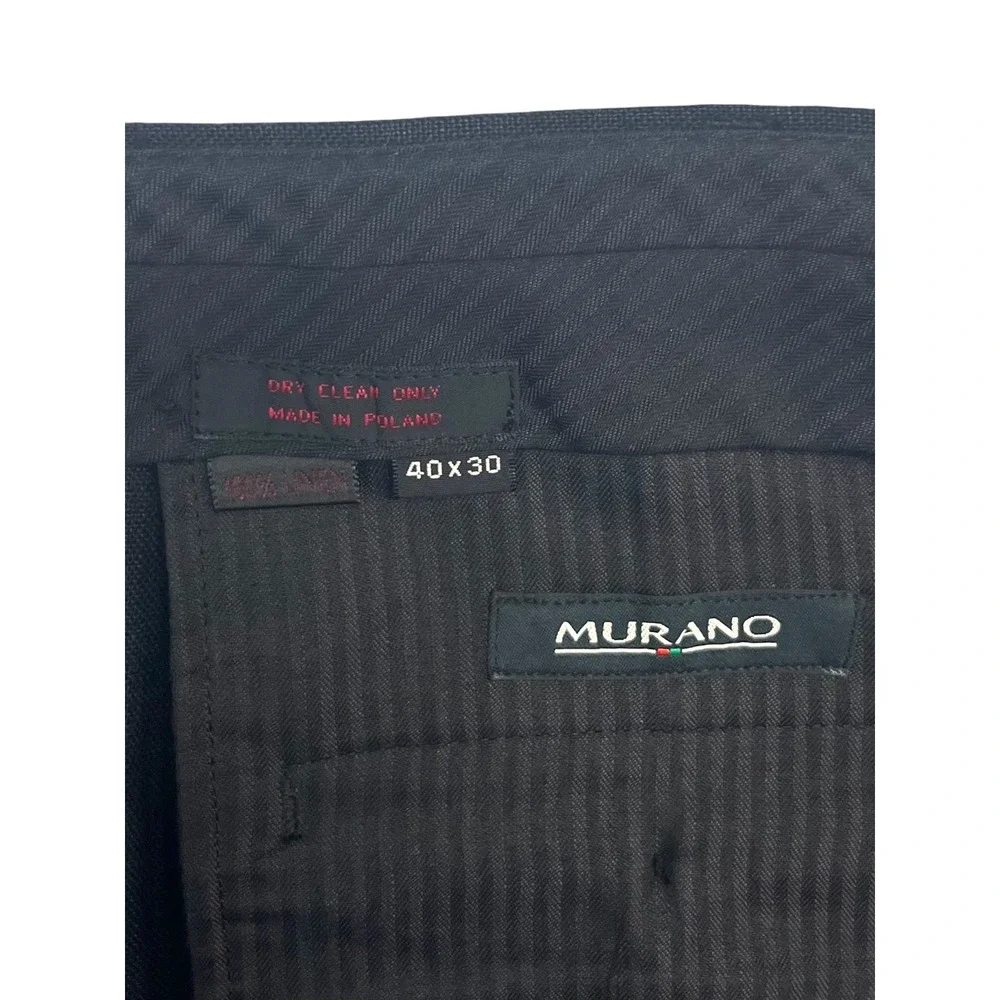 vtg Y2K Murano 40x30 Black 100% Linen Pants Trousers Pleated Relaxed High Waist